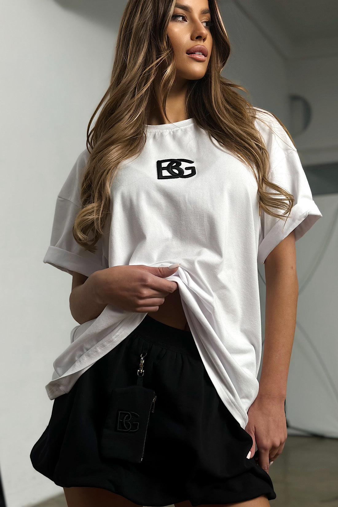 BG COUTURE ČIERNA MINISUKŇA SUKŇA S VRECKOM