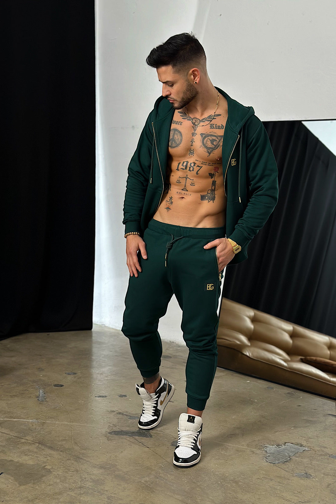 BG COUTURE PÁNSKA TEPLÁKOVÁ SÚPRAVA SO ZIPSOM – ZELENÁ