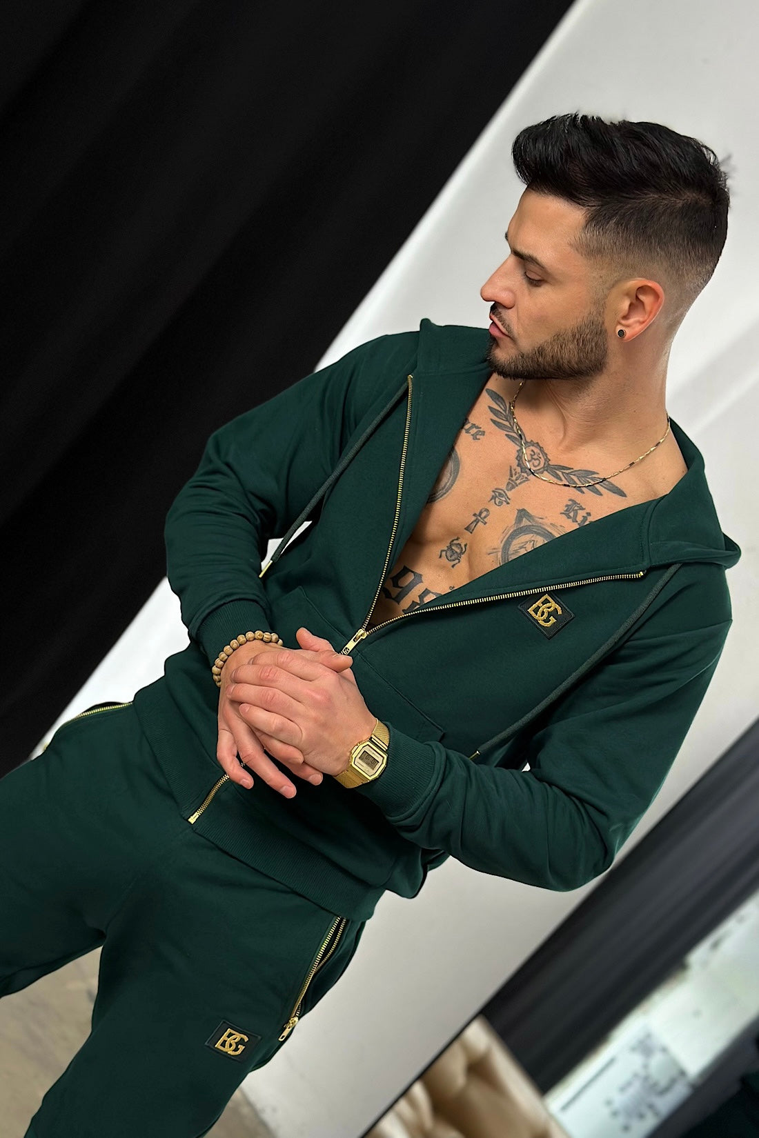 BG COUTURE PÁNSKA TEPLÁKOVÁ SÚPRAVA SO ZIPSOM – ZELENÁ