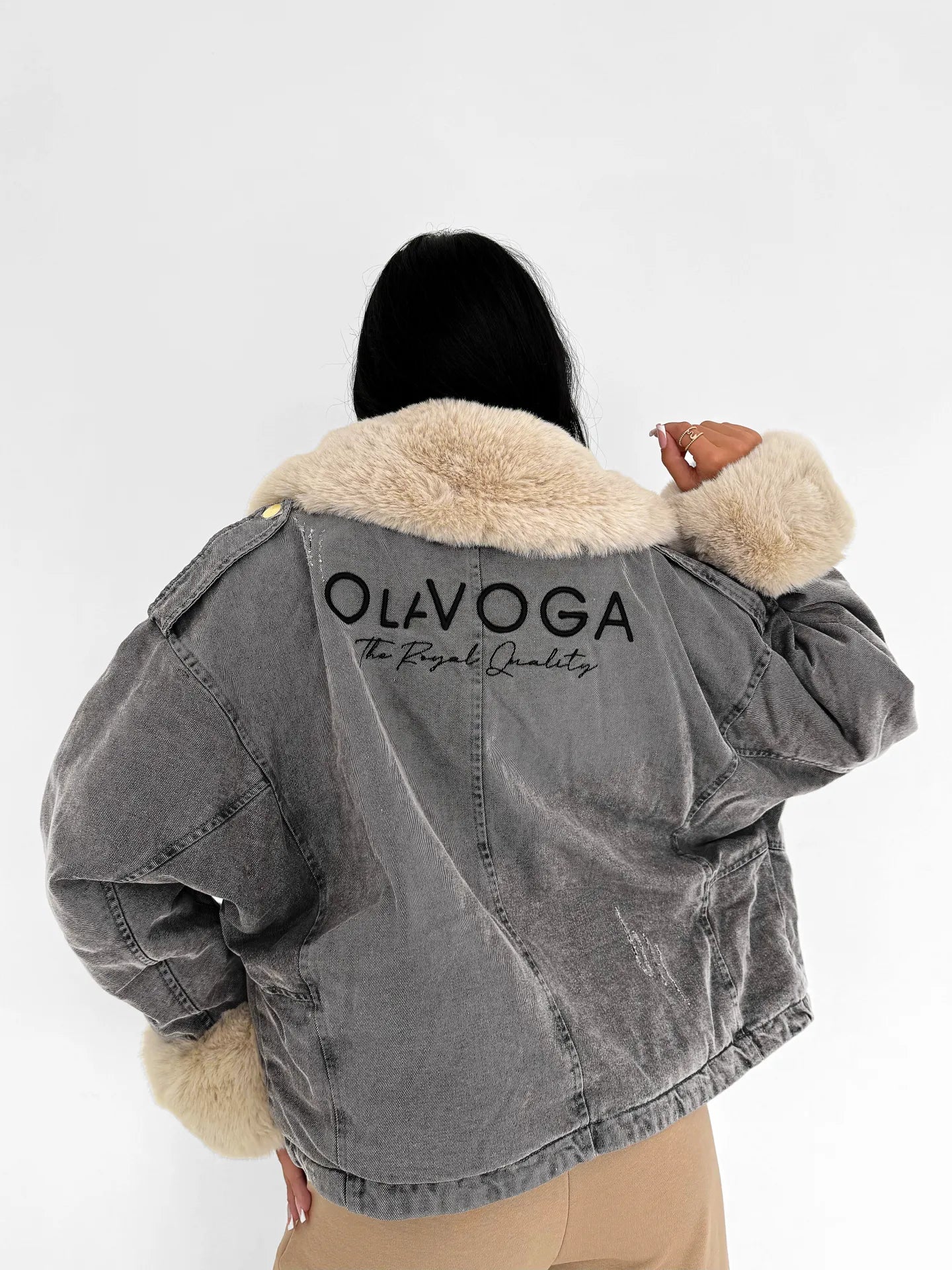 Dámska Bunda OLAVOGA MONDEO - Sivá x Béžová