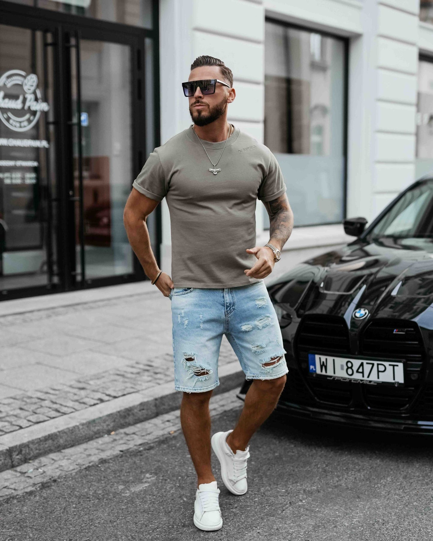 Olavoga Pánske Tričko Shadow Luxe - Khaki