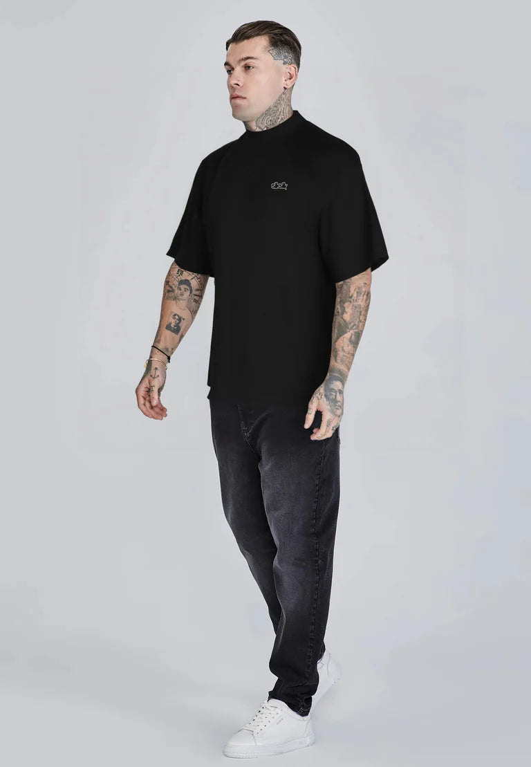 SIKSILK Čierne Grafické Tričko