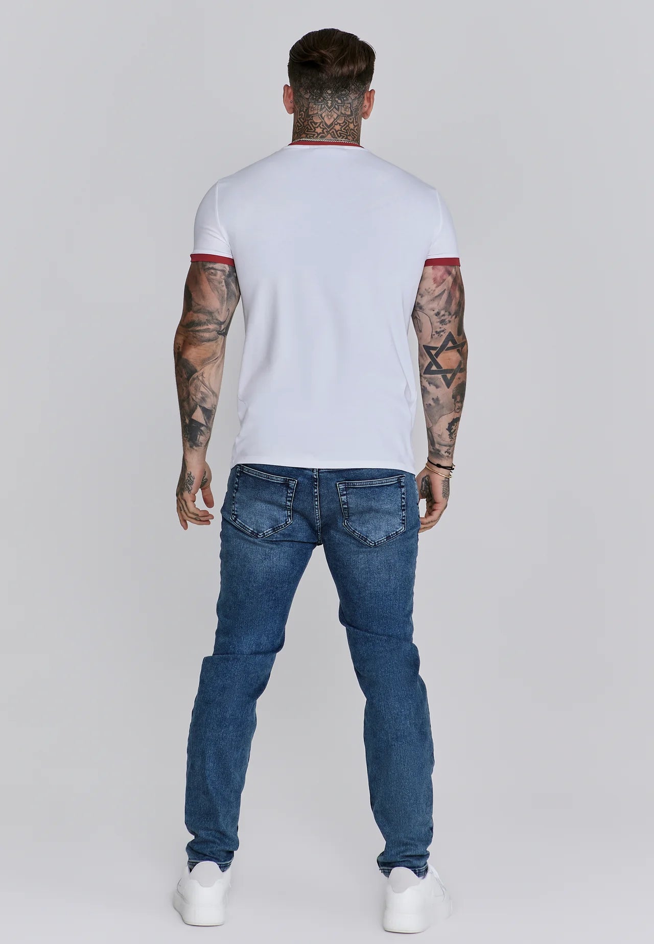 SikSilk: Bielo-červené tričko Ringer