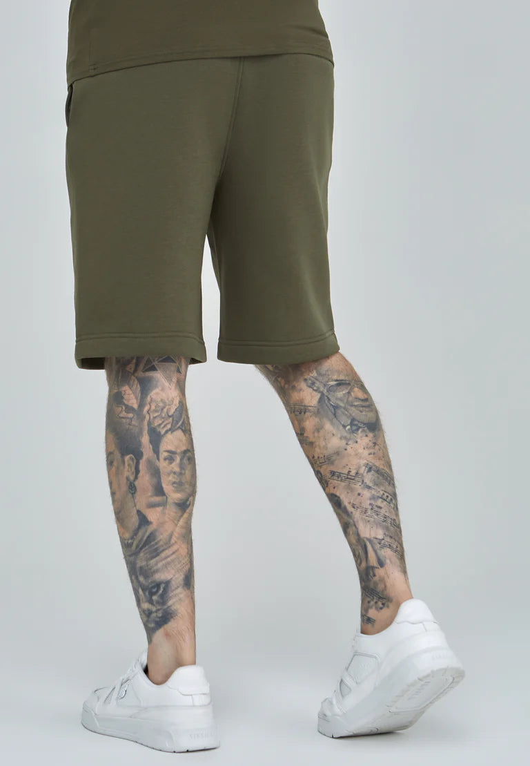 Siksilk Khaki fleecové teplákové šortky Essential