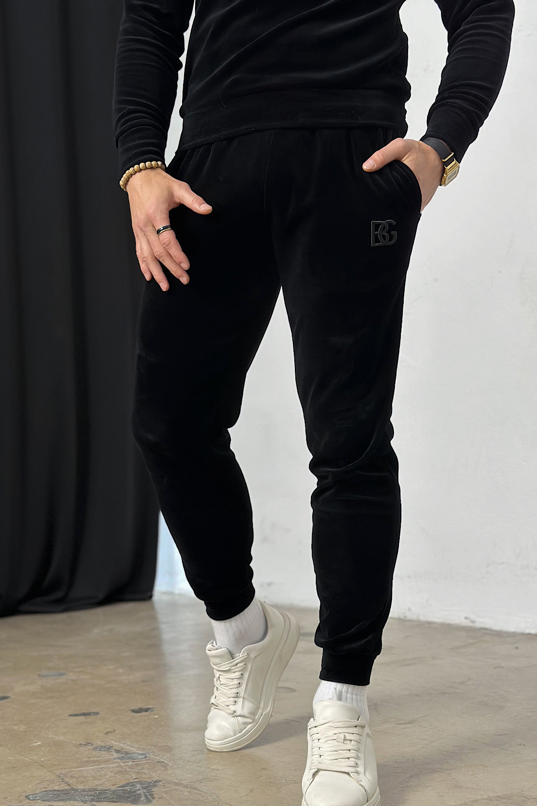 BG COUTURE SEMIŠOVÁ TEPLÁKOVÁ SÚPRAVA BG HARDY - ČIERNA