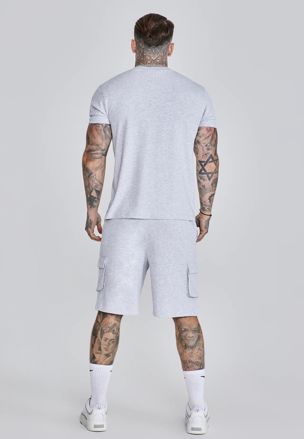 SIKSILK Krátka Sivá Melírovaná Súprava