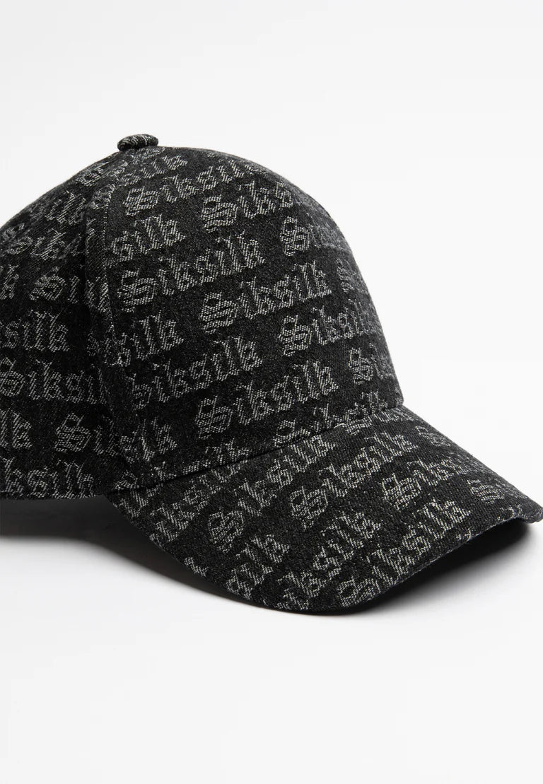 SikSilk Jacquard Denim Trucker šiltovka – Čierna