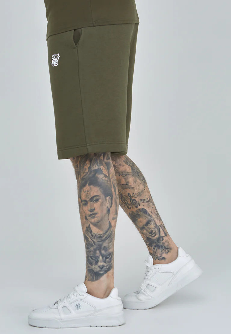 Siksilk Khaki fleecové teplákové šortky Essential