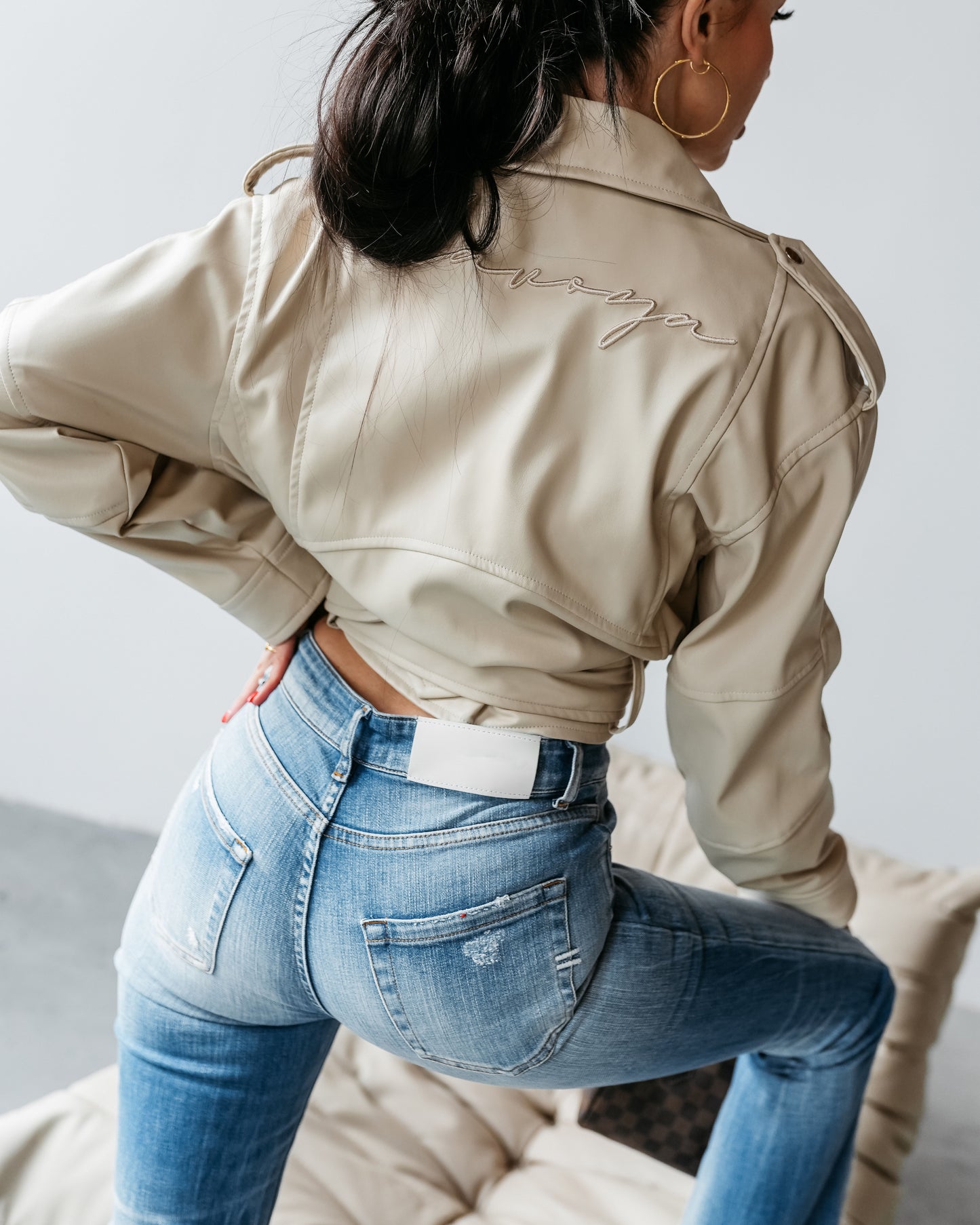 DÁMSKA BUNDA CELESTIA II Z EKO KOŽE - BÉŽOVÁ FARBA