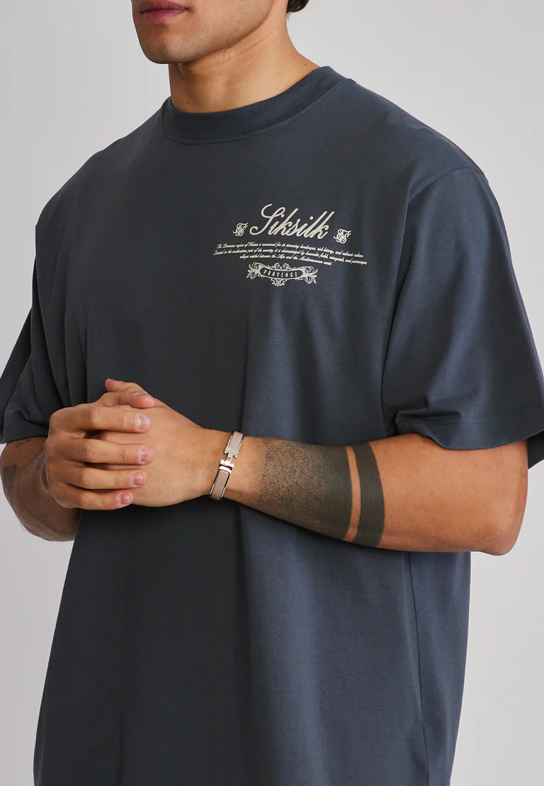 SIKSILK Sivé Grafické Town Tričko