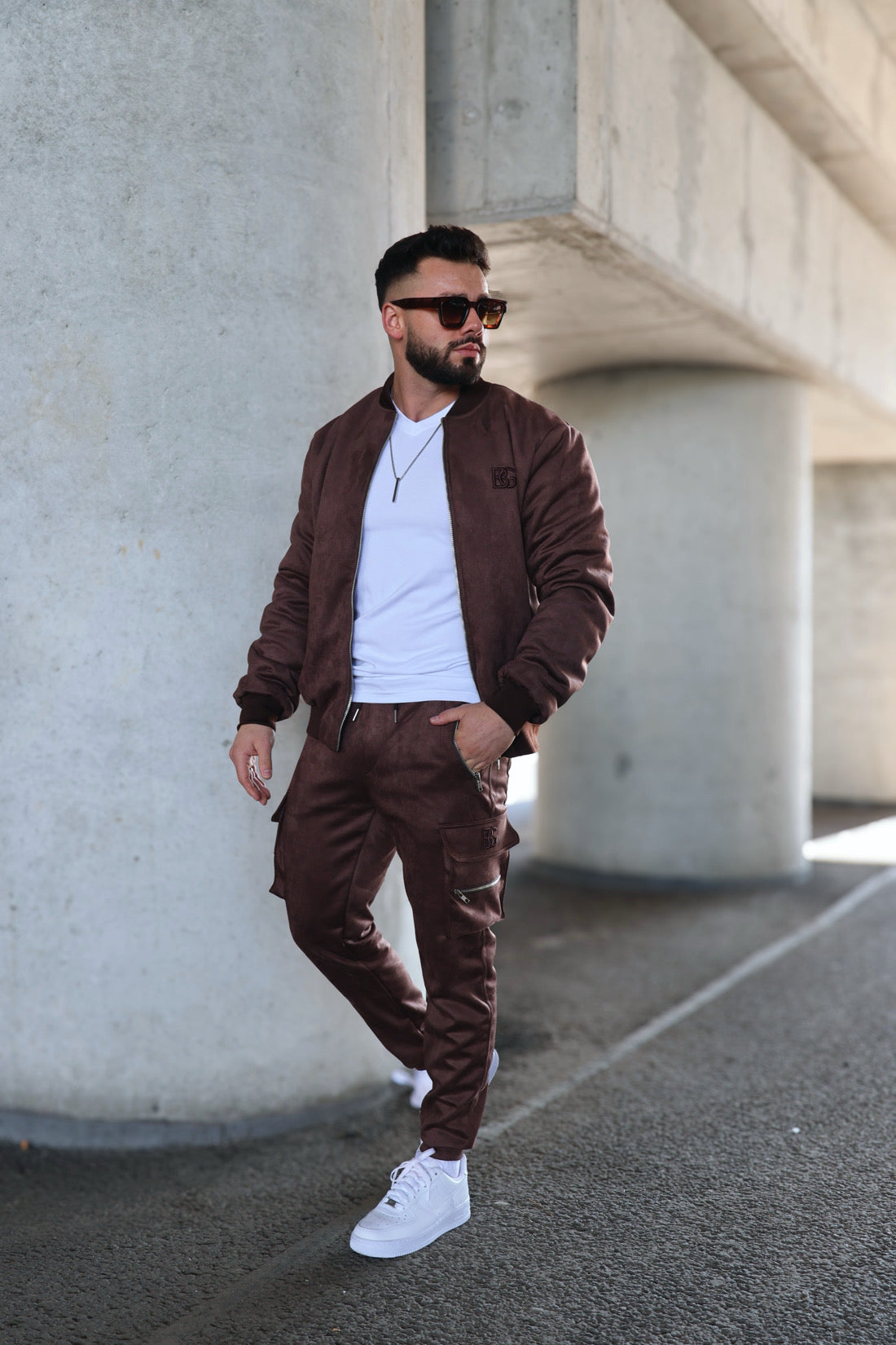 BG Couture - Pánska Velúrová Teplá Súprava DAMON - Hnedá