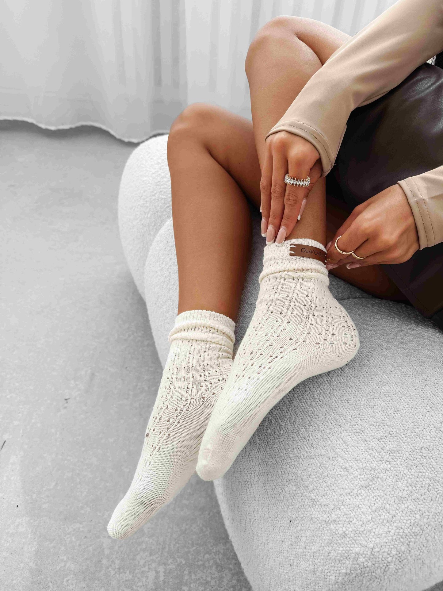 Olavoga Ponožky TOLEDO - Ecru Krémová Biela