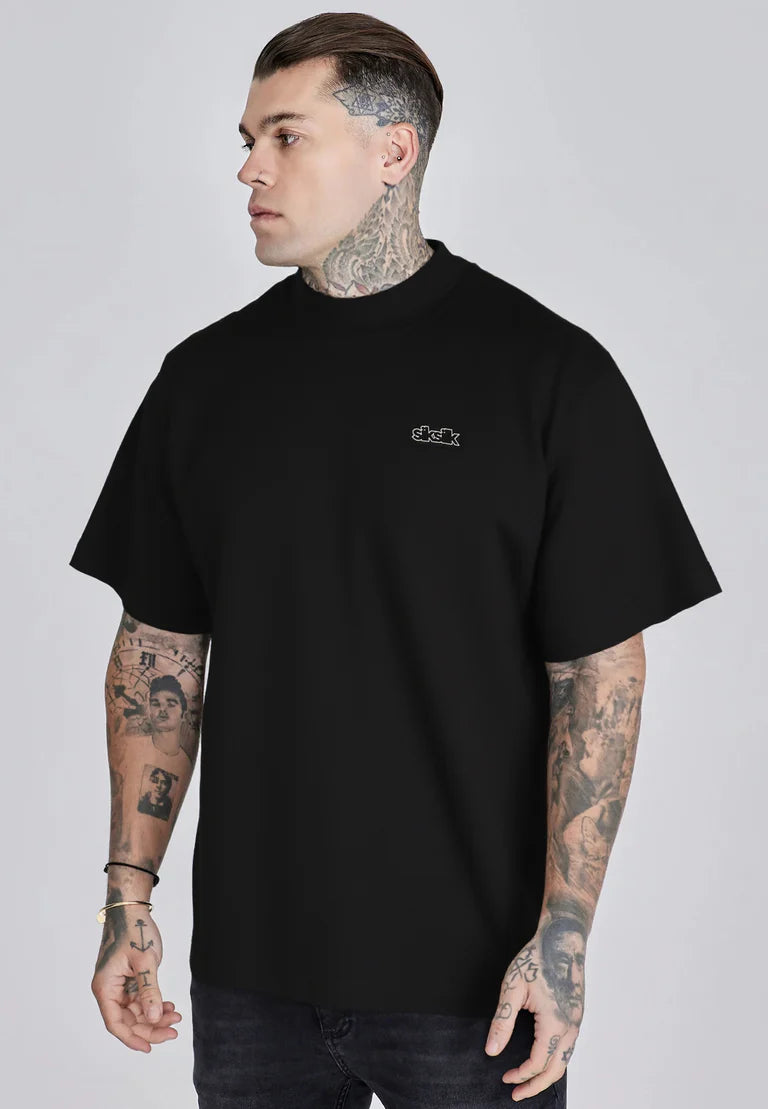 SIKSILK Čierne Grafické Tričko