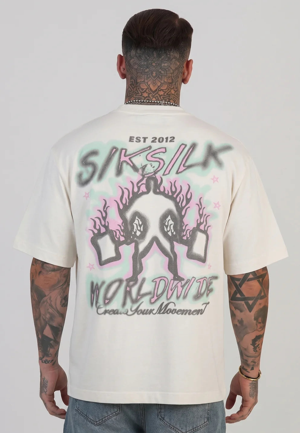 SIKSILK Ecru Grafické Tričko