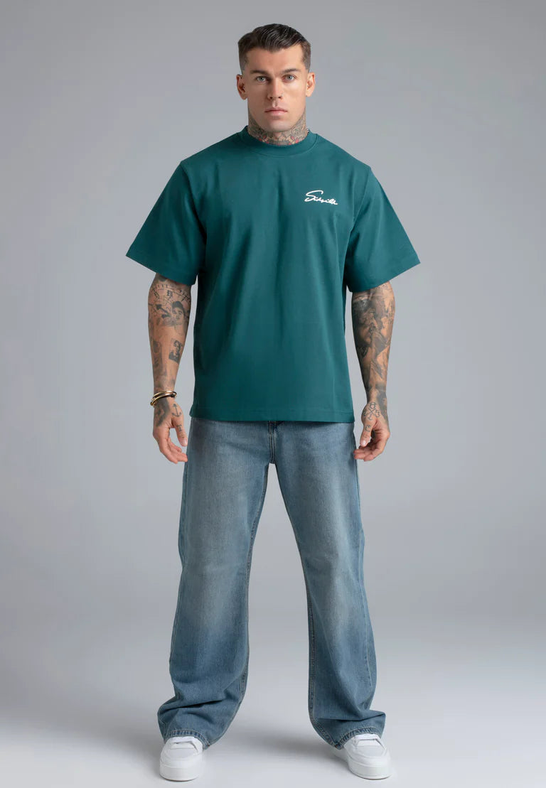 SIKSILK Zelené Script Tričko