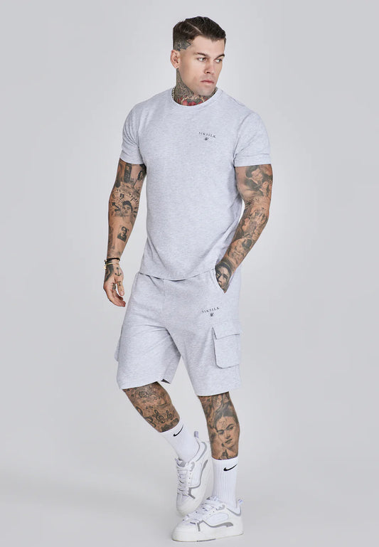SIKSILK Krátka Sivá Melírovaná Súprava