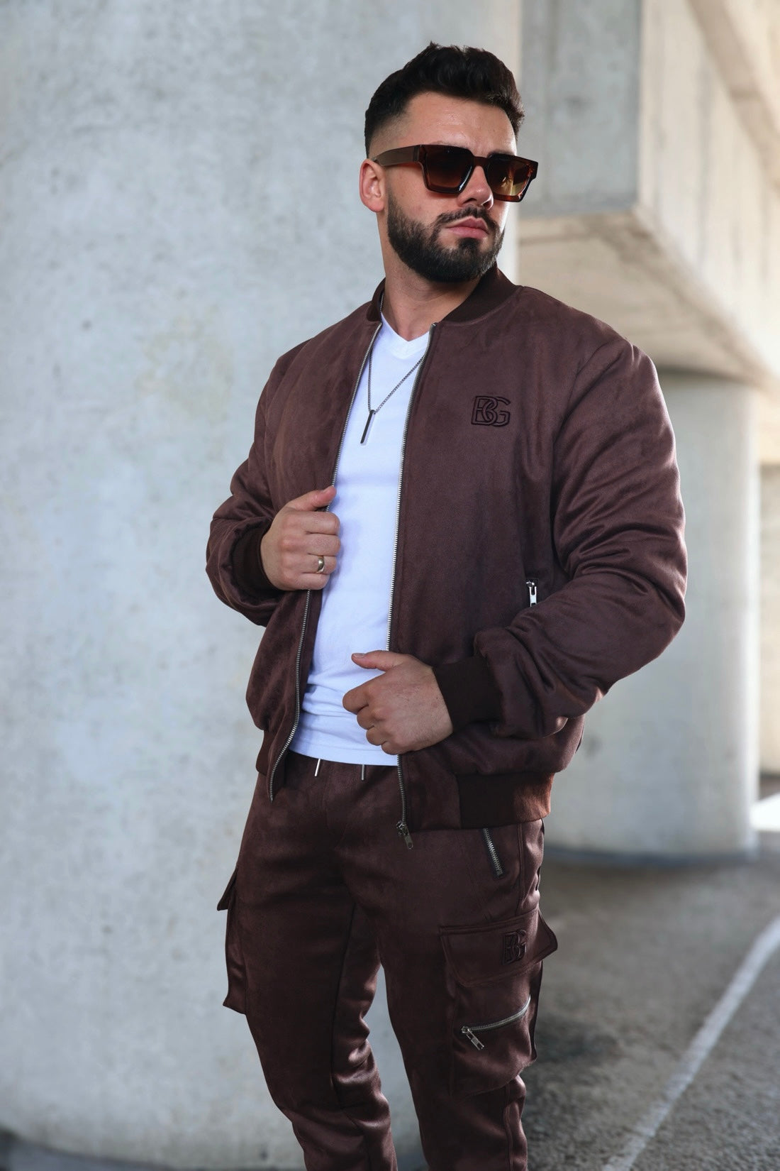 BG Couture - Pánska Velúrová Teplá Súprava DAMON - Hnedá