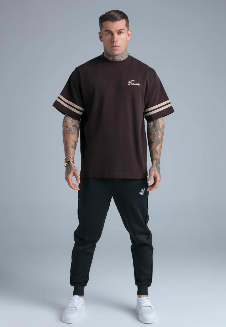 SIKSILK Hnedé Script Tričko