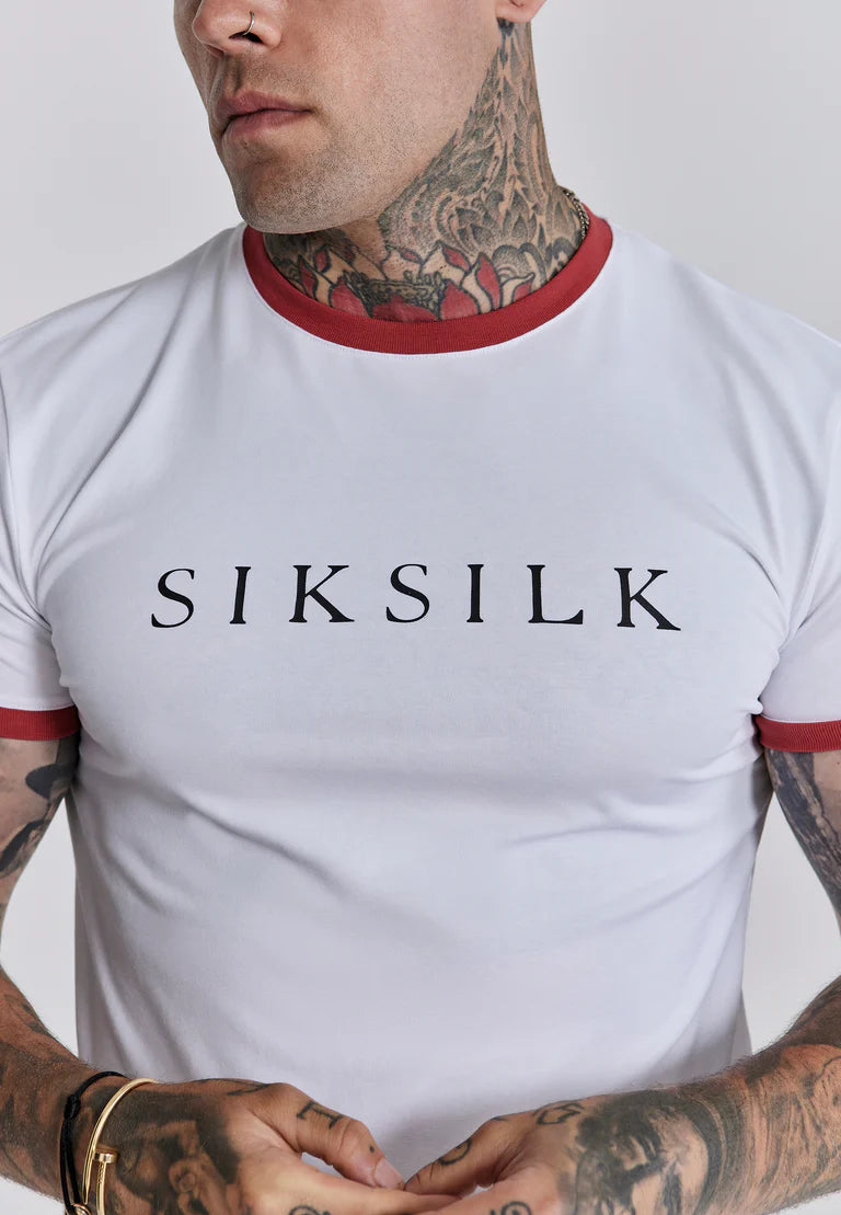 SikSilk: Bielo-červené tričko Ringer