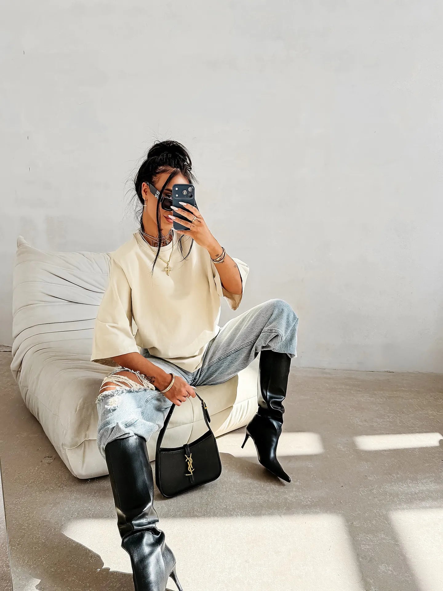 OLAVOGA dámske oversize tričko FIOAGE - béžová