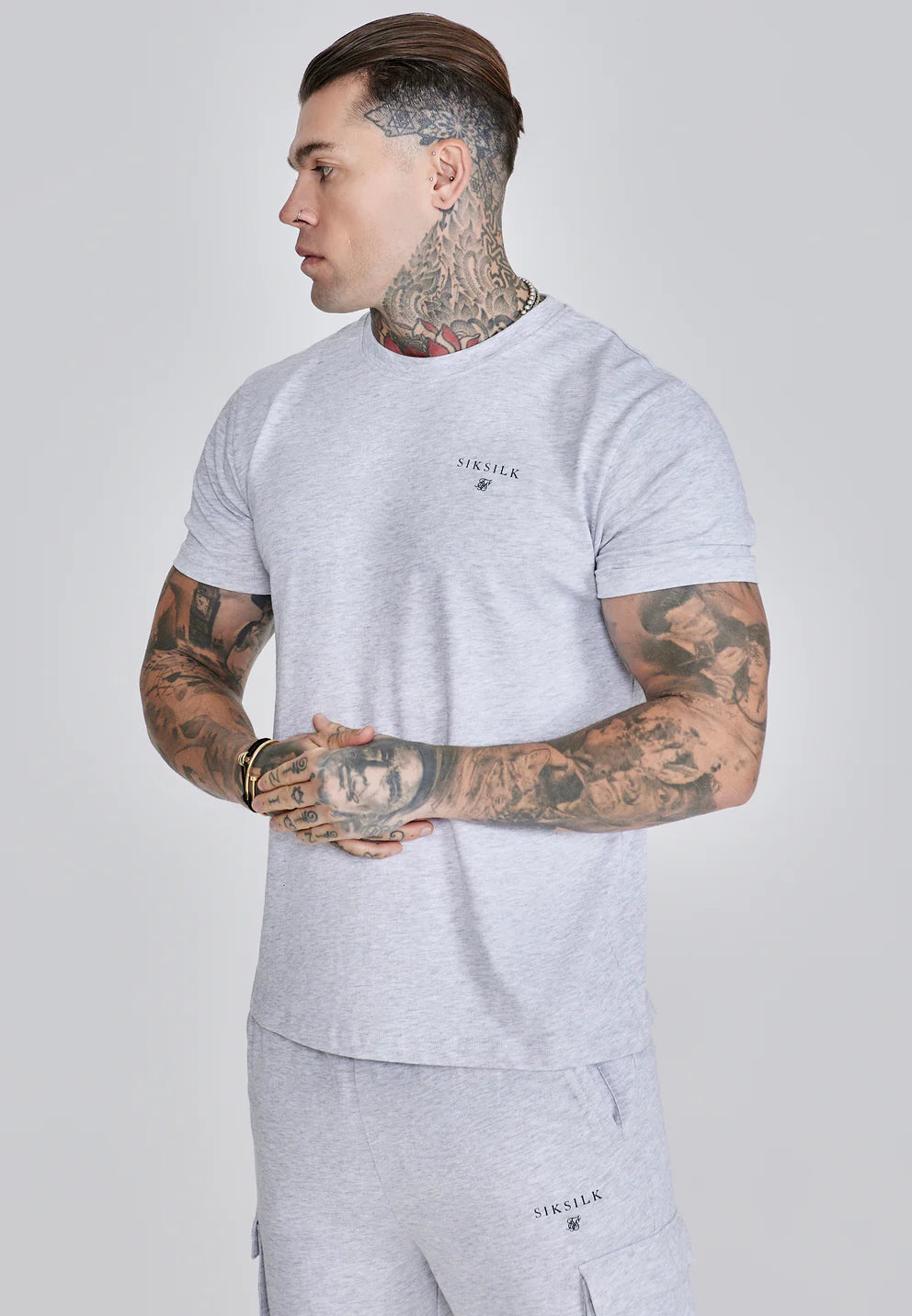 SIKSILK Krátka Sivá Melírovaná Súprava