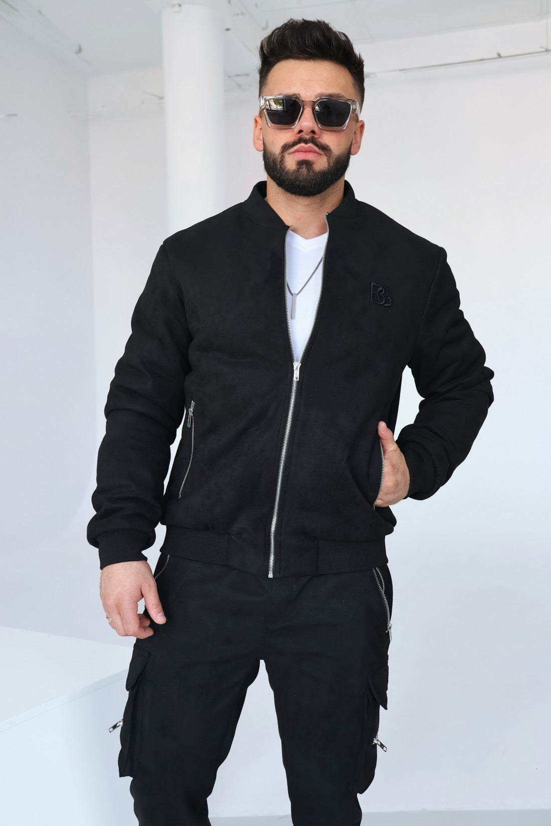 BG Couture - Pánska Velúrová Teplá Súprava DAMON - Čierna