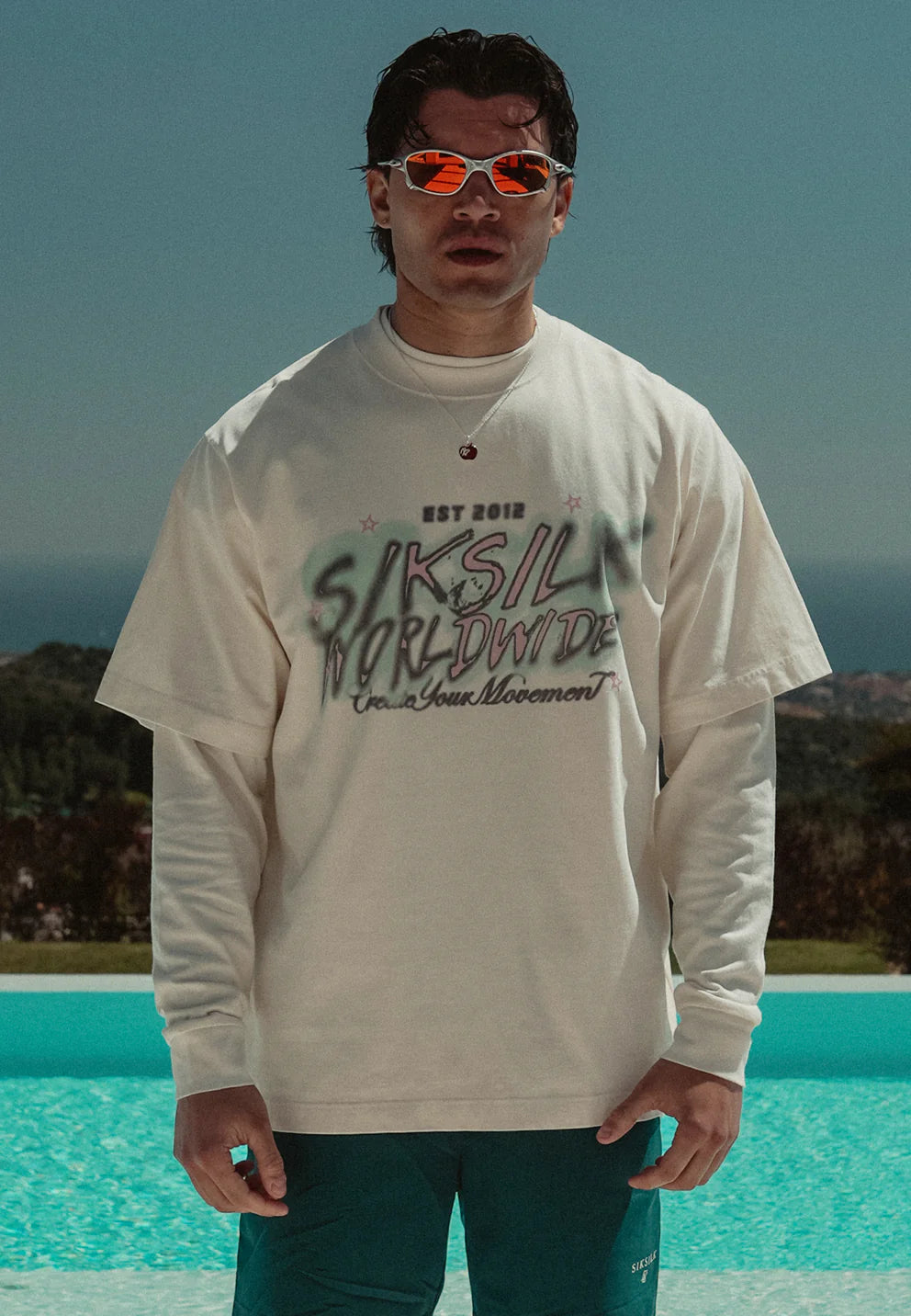 SIKSILK Ecru Grafické Tričko