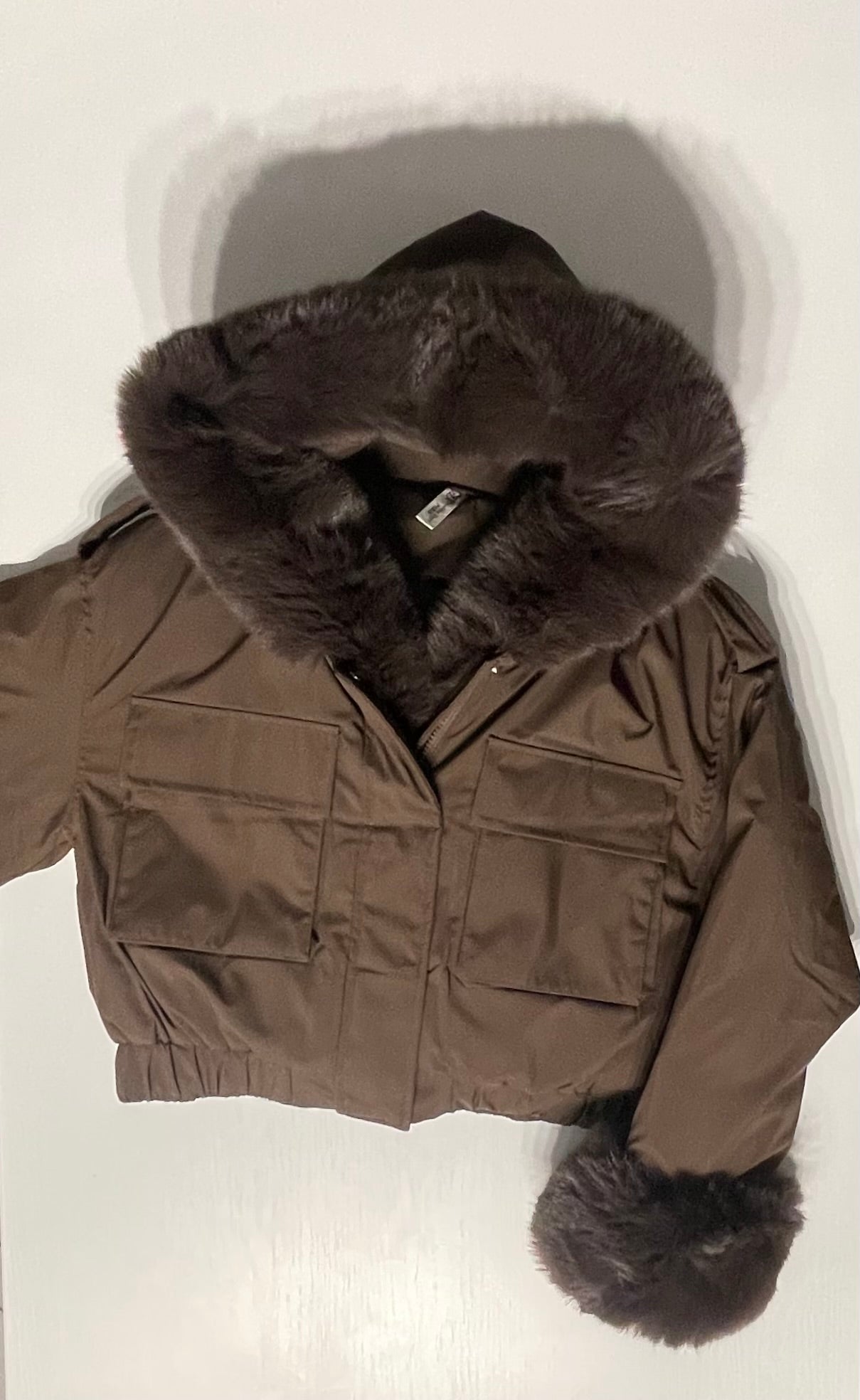 Dámska zimná bombera s kožušinkou - hnedá