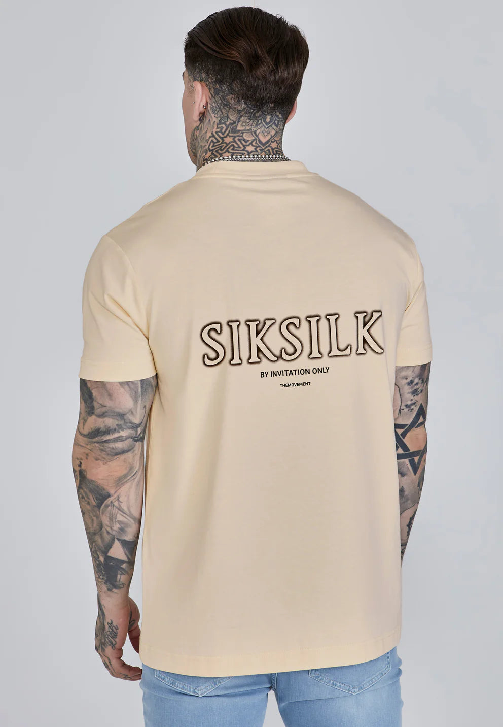 SikSilk: Ecru krémové grafické tričko