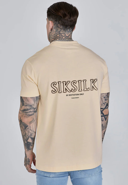 SikSilk: Ecru krémové grafické tričko