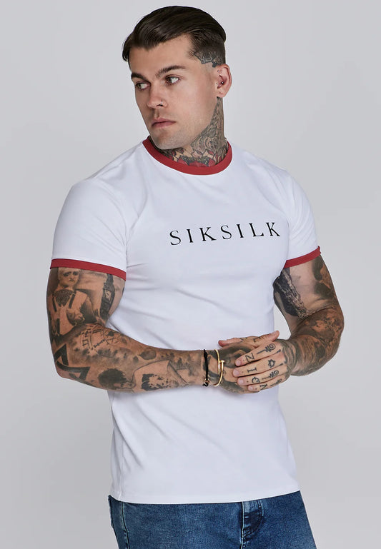 SikSilk: Bielo-červené tričko Ringer