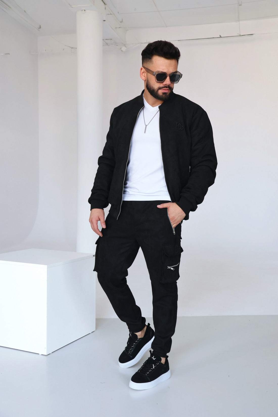 BG Couture - Pánska Velúrová Teplá Súprava DAMON - Čierna