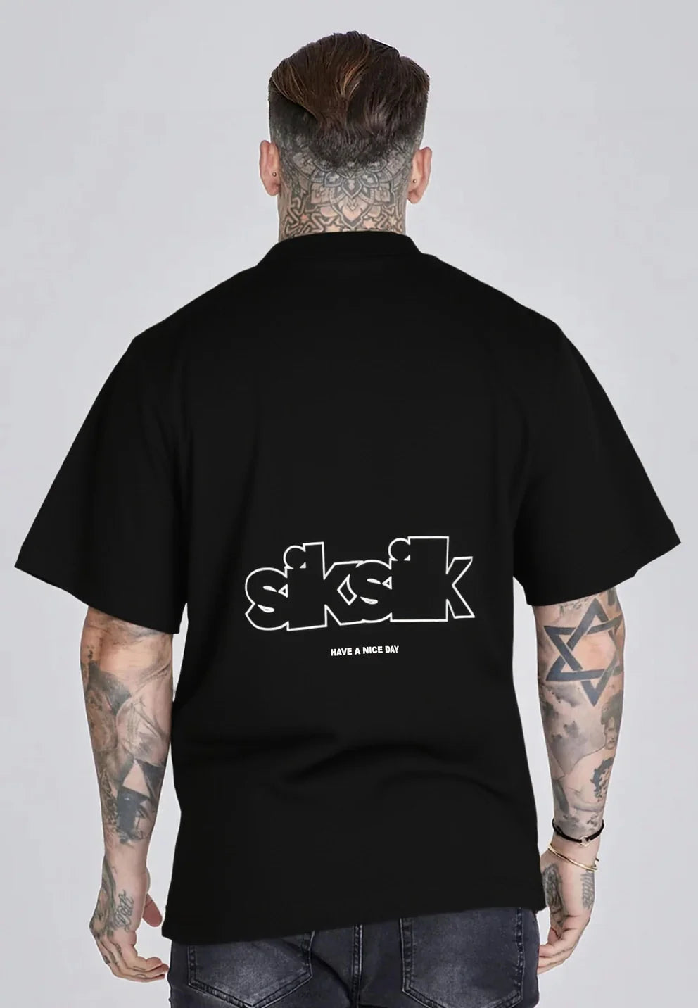 SIKSILK Čierne Grafické Tričko