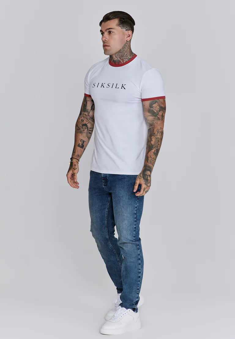 SikSilk: Bielo-červené tričko Ringer