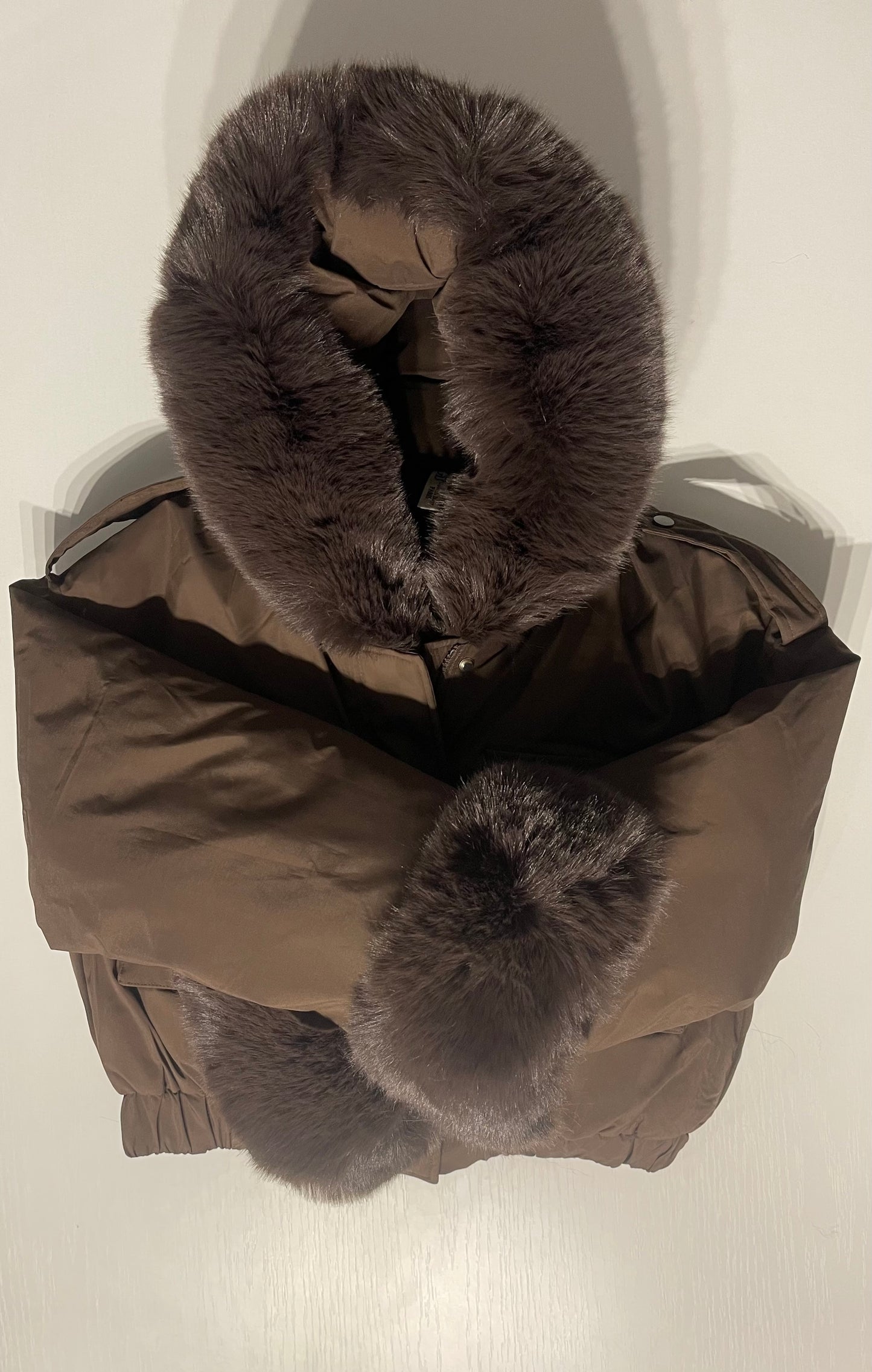 Dámska zimná bombera s kožušinkou - hnedá