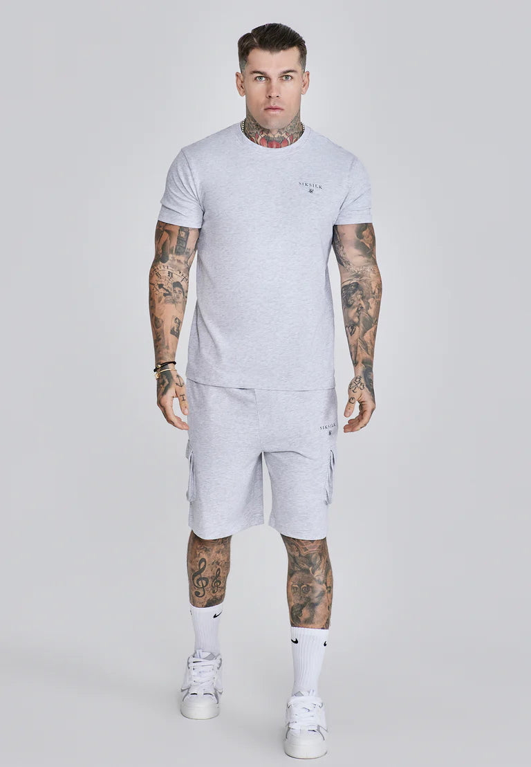 SIKSILK Krátka Sivá Melírovaná Súprava